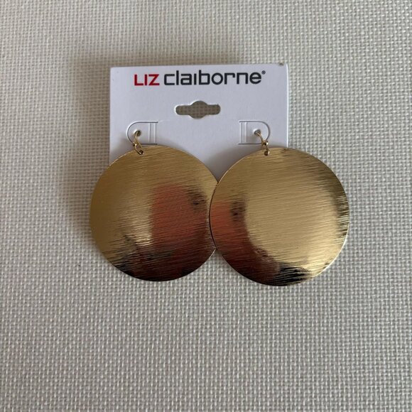 Liz Claiborne Jewelry - Women's Brand New Liz Claiborne Circular Gold Earrings Size 2" around